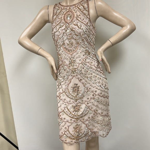 Aidan Mattox GOLD fully beaded sleeveless dress - Picture 3 of 6